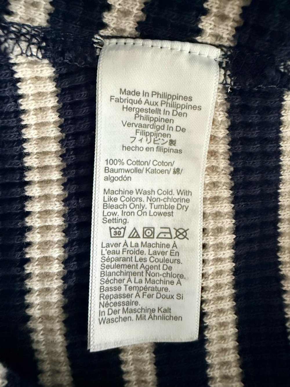 J.Crew Navy & White Striped Waffle Knit Shirt | Cozy Cotton Pullover - Picture 6 of 10